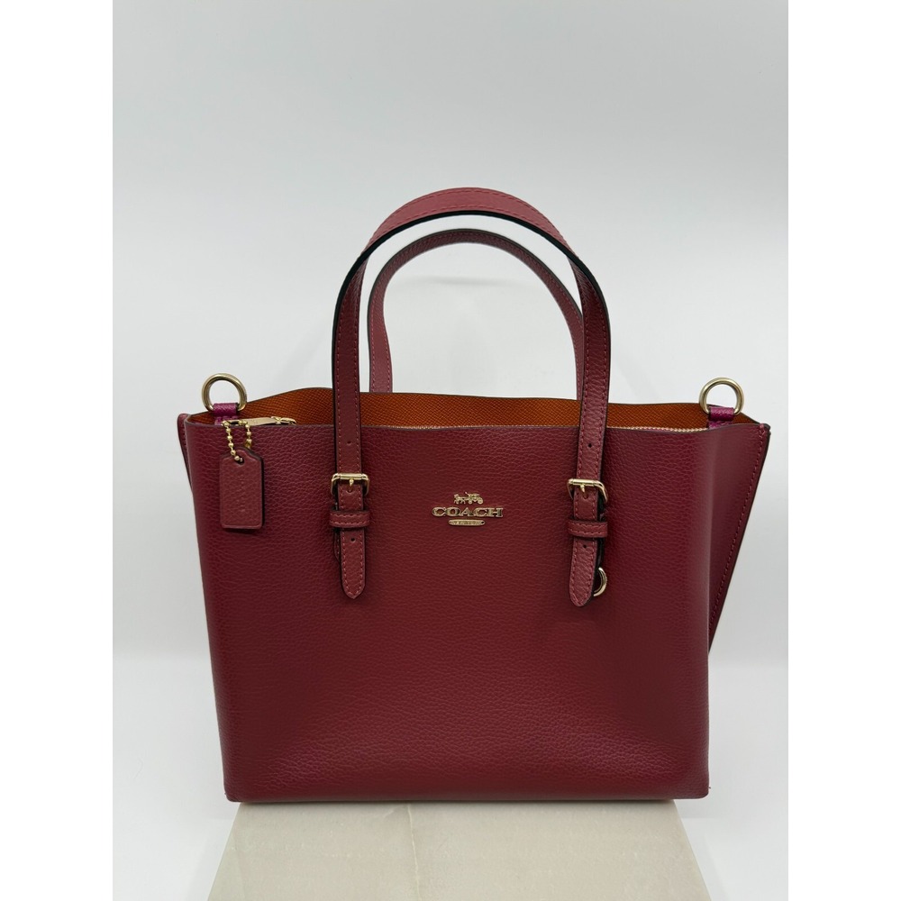 Coach Burgundy Tote Bag with Gold Accents - Picture 2 of 16